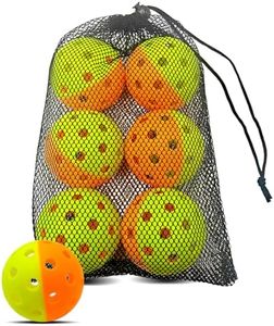 Spunspon 6-Pack Premium Outdoor Pickleball Balls | 40 Holes Fluorescent Green Balls | All-Surface Play | Crack-Resistance | Convenient Drawstring Mesh Bag, Green+Orange