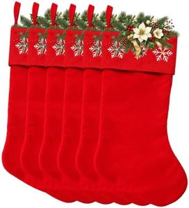 aokansha 6Pack Snowflake Christmas Stocking White & Red Decor Merry Christmas Fireplace Xmas Stocking Traditional Holiday Family Party Décor
