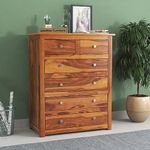 GateWay Furniture Sheesham Wood Wooden Chest of Drawers with 6 Spacious Drawers for Living Room Storage (Carter, Honey Finish)