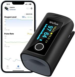 ViATOM Pulsoximeter mit Bluetooth und Offline-Speicher,Sauerstoffsättigung Messgerät Finger,Blutsauerstoffmessgerät Finger für Sp-O2 und Herzfrequenzmesser, inklusive Batterien und Umhängeband