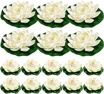 WhistenFla 16Pcs Artificial Floating Pool Flowers, 7in & 4in Fake Water Lily Pads Flowers, Lotus Flower Floating Pool Decorations