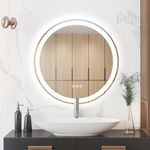 Vanity Mirror with Lights, Oval LED Mirror Light for Bathroom with Anti-Fog & 3 Colors Mode, Wall-Mounted Dimmable Bathroom Mirror with Backlit Lit (Round, 24X24)