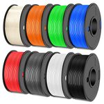 JAYO PLA+ 3D Printer Filament Bundle, PLA Pro Filament 1.75mm, Neatly Wound Filament 2kg, 250g Spool, 8 Pack, Black+White+Grey+Transparent+Blue+Red+Orange+Green