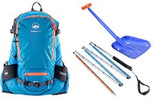 TerraWest Core Avalanche Kit,Ski Backpack Including Recco & Removable Back Protector, Avalanche Shovel, Avalanche Probe, Backcountry Skiing, Snowboarding, Snowmobiling (Blue), Blue, Compact