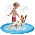 pecute Sprinkler Pad for Dogs & Kids-100cm, Thickened Dog Splash Mat Durable Children Water Play Toy Anti Slip, Inflatable Swimming Bathing Pool for Summer Outdoor Garden (Dia 39.4in)