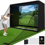 GYMMALL Golf Practice Net 10x8x5.5ft, Indoor Outdoor Golf Cage with Aluminum Frame, Thick Foam Edge Padding, Two Safety Side Nets, Hitting Training for Backyard Garden Driving