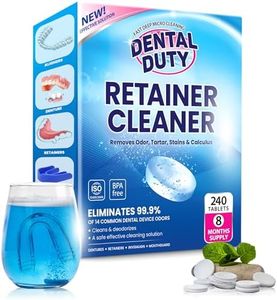 240 Retainer and Denture Cleaning Tablets (8 Months Supply) - Cleaner Removes Plaque, Stains from Dentures, Retainers, Night Guards, Mouth Guard, Aligners and Removable Dental Appliances