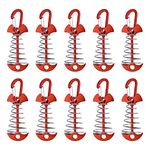 MOROBOR Deck Anchor Pegs, 10pcs Windproof Aluminium Alloy Fish Bone Tent Stakes with Spring Buckle Portable Wind Rope Anchor for Outdoor Camping