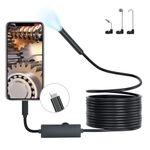 Endoscope Inspection Camera, Picache 1920P Borescope Endoscope Camera with Light,Drain Snake Camera with 8 LED, 7.9mm IP68 Waterproof Drain Camera for iPhone,iPad(16.4FT/5M,No WiFi Needed)