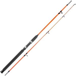 Sougayilang Fishing Rod, 2-Piece Composite Graphite & Glass Blanks Saltwater Trolling Rod Offshore Surf Fishing Pole for Catfish, Salmon Glass Fiber Spinning Rod - Orange - 3.9ft