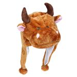 JK Home Funny Plush Animal Hat, Headwear Cartoon Hats, Soft Warm Novelty Stuffed Ear Flaps Scarf Cap, Cosplay Costume Headgear, Headband Photo Props, Unisex Children Adults Brown OX