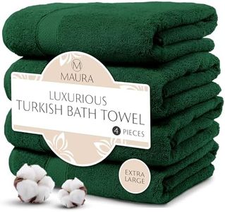MAURA Hunter Green Extra Large Turkish Cotton Luxury Bath Towels Set of 4. Ultra-Soft, Thick & Plush Towels for Bathroom - Dark Green