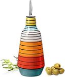 GUTE Cruet Ceramic Olive Oil Dispenser Bottle - Perfect Home Decor Gift - 400ml Vinegar Cruet Bottle with Pourers - Blue Olive Oil Carafe for Kitchen - Cruet for Vinegar and Oil 9" H 3" W