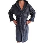 HOMELEVEL Flannel Oversize Bathrobe Unisex for Women and Men Dressing Gown Sauna Dressing Gown Travel Dressing Gown Cosy Soft Sauna Dressing Gown