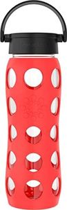 Lifefactory 22-Ounce BPA-Free Glass Water Bottle with Classic Cap and Protective Silicone Sleeve, Poppy