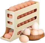 30 Eggs Storage Dispenser for Fridge - Stackable Plastic Egg Tray Box with Auto Rolling Feature - Egg Dispenser for Fridge 30 eggs - Egg Rack for Fridge - Egg Organizer for Kitchen - Homello - (BEIGE)