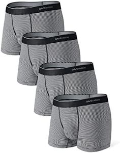 DAVID ARCHY Men's Soft Combed Cotton Pouch Underwear 4 Pack Moisture Wicking Trunks, Black*4, L