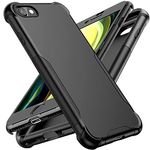 ORETECH for iPhone SE 2022 Case, iPhone 7 8 SE 2020 Case with [2 x Tempered Glass Screen Protector] Full Body Heavy Duty Slim Hard PC Soft TPU Protective Cover Compatible with iPhone SE 3 -Black