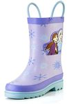 Disney Frozen 2 Girls Anna and Elsa Purple Rubber Easy-On Rain Boots - Size 10 Toddler