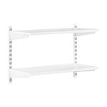 Shopfitting Warehouse White Adjustable Wall Shelving Kit - 2 x 430 mm Uprights, 2 x Shelves, 4 x Brackets W900 x D300 mm