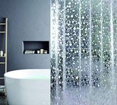 SUJAYU EVA Shower Curtain Liner with 12 Plastic Hooks, 72x72 Inch for Shower Stall & Bathtubs, 3D Pebble Bathroom Curtains, Odorless & Non Toxic, Semi-Transparent