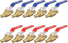 1/2 pex Shut Off Valve,Pex Brass Ball Valves Hot/Cold Water Ball, Red/Blue Lever 6 Hot Pack & 6 Cold Pack T Ball for 1/2'' PEX tubing [Pack of 12]