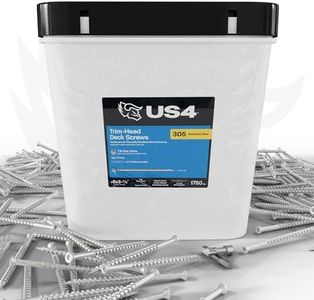 US4 - Stainless Steel Wood Screws | 305 Stainless Steel | Trim Head T15 Star Drive | Rust & Corrosion-Resistant | Outdoor Decking Screws (1750, #8 x 3-1/8")