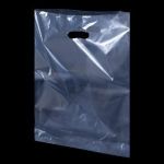 50 Clear Plastic Carrier Bag with Patch Handle - 10''X 12'' X 4'' - WECANSOURCEIT