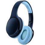 YUSONIC Kids Wireless Headphones Over Ear, Bluetooth Kids Headphones, Noise Cancelling Headphones for Girls Children Travel School Phone Tablet PC iPad Laptop uses. (E6 Blue)