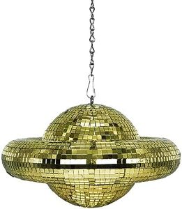 Disco Ball Planet Shaped Décor - Gold Disco Balls Decorations for Party,Room, Home, Bar, KTV, Hanging Disco Decor Retro-Reflective Disco Ball Lights Funky Home Decor (9 inch)