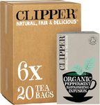 Clipper Organic Peppermint Tea Bags | 120 Infusion Mint Teabag Sachets (6x Boxes of 20) | Bulk Buy, Home & Catering | Caffeine-Free Herbal Tea Bags | Natural, Unbleached, Plant-Based & Biodegradable