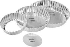 RINKLE TRENDZ Aluminium Round Pie Dish Set of 3 Quiche Pan Combo Set Tart Mould with Removable Bottom 6,7 & 8 Inch for Baking in OTG Oven