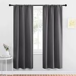 NICETOWN Grey Living Room Window Curtains 72 Inches Long Blackout 2 Panels, Room Darkening Curtains & Drapes Thermal Insulated Rod Pocket Privacy Draperies for Kitchen/Bedroom (Grey, 34 W x 72 L)