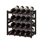 BMOSU Bamboo Wine Rack Wine Storage Cabinet Shelf 16 Bottle Wine Racks Countertop Sturdy for Kitchen Dining Room Pantry - 4 Tiers Wine Rack(Black)