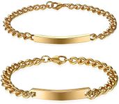 JewelryWe Men Women Couple Matching Bracelets with Free Customize Engraving, High Polihed Stainless Steel His & Her ID Bracelet for Valentine's Day