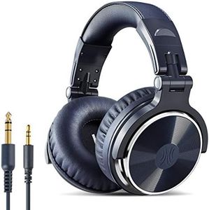 OneOdio Pro-10 Over-Ear Headphones, Wired DJ Bass Headsets with 50mm Driver, Foldable Lightweight Hi-Res Headphones and Microphone for Recording Monitoring Podcast Guitar PC TV (Blue)