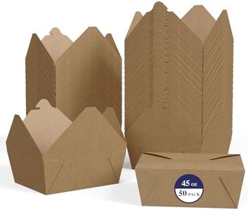 LITOPAK 50 Pack 45 oz To Go Food Containers, Kraft Brown Take Out Food Containers Leak Grease Resistant and Stackable for Restaurants, Homes, Offices, Picnics