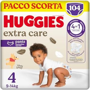 Huggies Extra Care Pañal Talla 4 (9-14 kg), paquete de 104 (26 x 4)