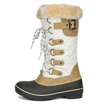 DREAM PAIRS Women's Winter Boots Warm Faux Fur Lined Mid Calf Snow Boots Outdoor Warm Shoes,Size 9,Beige/White,DP-AVALANCHE