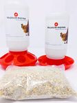 Chick Feeder Waterer Kit (1L Waterer 1L Feeder Kit) with 100% Non-GMO, Canadian Chick Starter Feed, 1 Pound