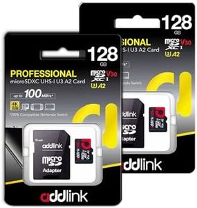 addlink MicroSDXC 128GB 2-Pack + Adapter UHS-1 U3 V30 A1 4K, Compatible for Android Smartphones, Camera, Dash Cam Tablets, Go Pro, DJI Drone & Fire Tablet (ad128GBMSXU3AX2)