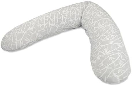 Theraline Le coussin de grossesse et d'allaitement original, 190 cm, coussin de positionnement latéral, d'allaitement, avec housse de coussin d'allaitement, collection bambou forêt de bambou