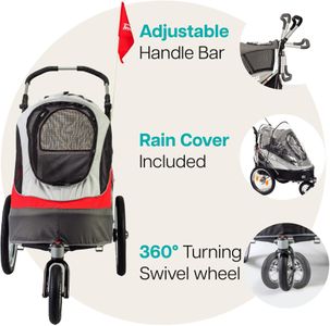 InnoPet Sporty Dog Trailer – Red Pet Stroller and Bike Carrier