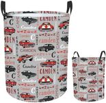 Rucekia Custom Name Car Design Laundry Baskets for Baby Boys Girls Adults, Personalized Laundry Basket for Kids, Personalized Gift Baby Name Laundry Hamper with Handles Customize Storage Basket