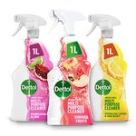 Dettol Antibacterial Sprays, Multipack, Pomegranate and Lime Cleaner 1L, Summer Fruits Cleaner 1L, Sparkling Lemon and Lime 1L, Total 3L, Kitchen Cleaning Products, Disinfectant Spray