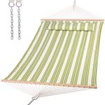 SUNCREAT Hammock 2 Person Heavy Duty, Double Hammocks for Trees, 2 Person Hammock with Spreader Bar, Green&Beige