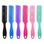 6Pcs Functional Double Sided Hair Cutting Professional Hair Razor Comb Haircuts Colorful Salon Hair Styling Razor Comb Plastic Hair Thinning Comb for Salon or Home