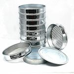 JINGERL Soil Sieve Set Lab Standard Test Sieve Horticultural Round Hole Sample Sieve R20cm Aperture 0.074-60mm Lid & Bottom 11 Pcs