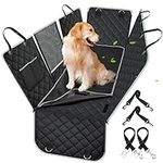 Yuntec Dog Car Hammock Pet Seat Cover for Back Seat, Bench Car Seat Cover Protector with Extra Cover & Zipper Mesh Window, Waterproof Anti-Scratch Reat Seat Cover for Most Cars SUVs Trucks - Black