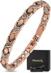 MagnetRX® Women’s Pure Copper Magnetic Bracelet - Effective Ultra Strength Crystal Magnetic Copper Bracelet - Adjustable Bracelet Length with Included Sizing Tool (Crystal XO Style)